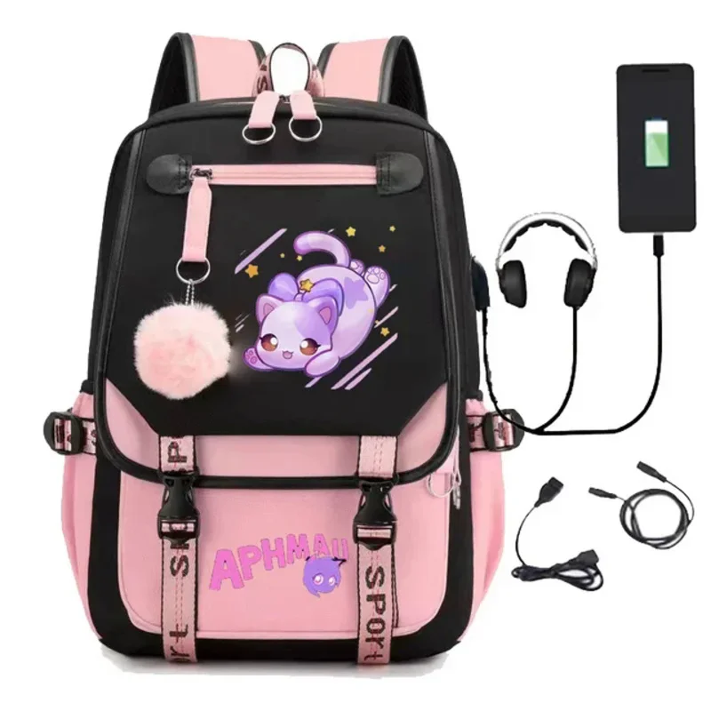 Aphmau Mochila de gran capacidad para niña, bolsa escolar para estudiantes, Mochila de viaje, bolsa de almacenamiento para ordenador portátil, bolsas de cosplay