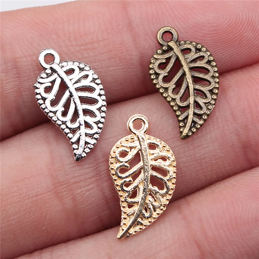 WYSIWYG 20pcs 18x10mm 5 Colors Small Leaf Charms Leaves Charm For Jewelry Making