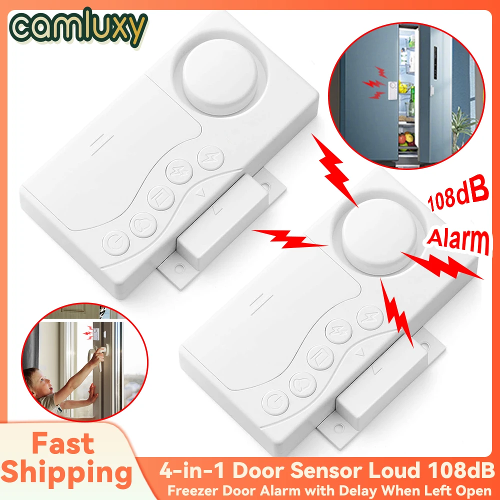 Camluxy Wireless Door Opening Sensor Time Delay Refrigerator Door Alarm Burglar Alarm  Anti-theft Window Open Closed Door Sensor