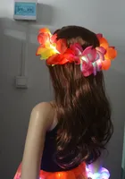 Women Girl LED Light Up Flower Wreath Headband Glow Hawaii Hula Luau Garland  Neon Party Crown  Birthday Gift Wedding Festival