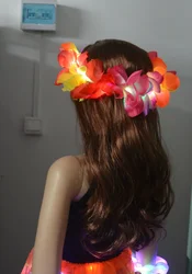 Women Girl LED Light Up Flower Wreath Headband Glow Hawaii Hula Luau Garland Neon Party Crown Birthday Gift Wedding Festival
