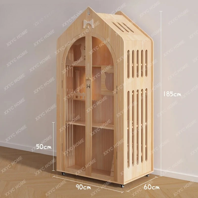 Y Solid Wood Cat Cage Non-Covering Home Indoor Cat House Pet House