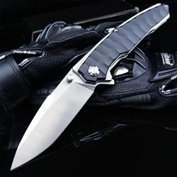 Pocket Bearing D2 Steel Blade EDC Flipper Folding Knife Black G10 Handles Outdoor Tactical Survival Knives Camping Hunting Tool