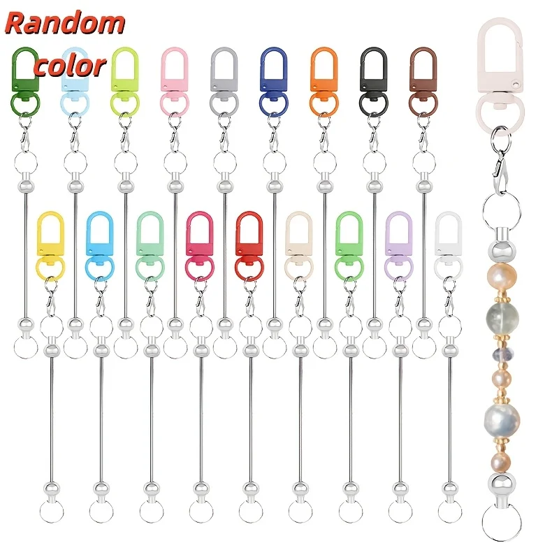 18pcs Blank Mens Key Rings Bulk Beaded Key Fobs DIY Keychains For Handmade Craft Gifts Accessories Random Colors