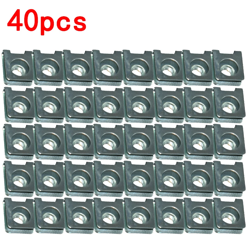 40pcs Car Clips Tread Panel Spire Nut Fairing Clip Fastener Speed Mounting Clamp Alloy Clip Fixing with Nut Interior Accessories