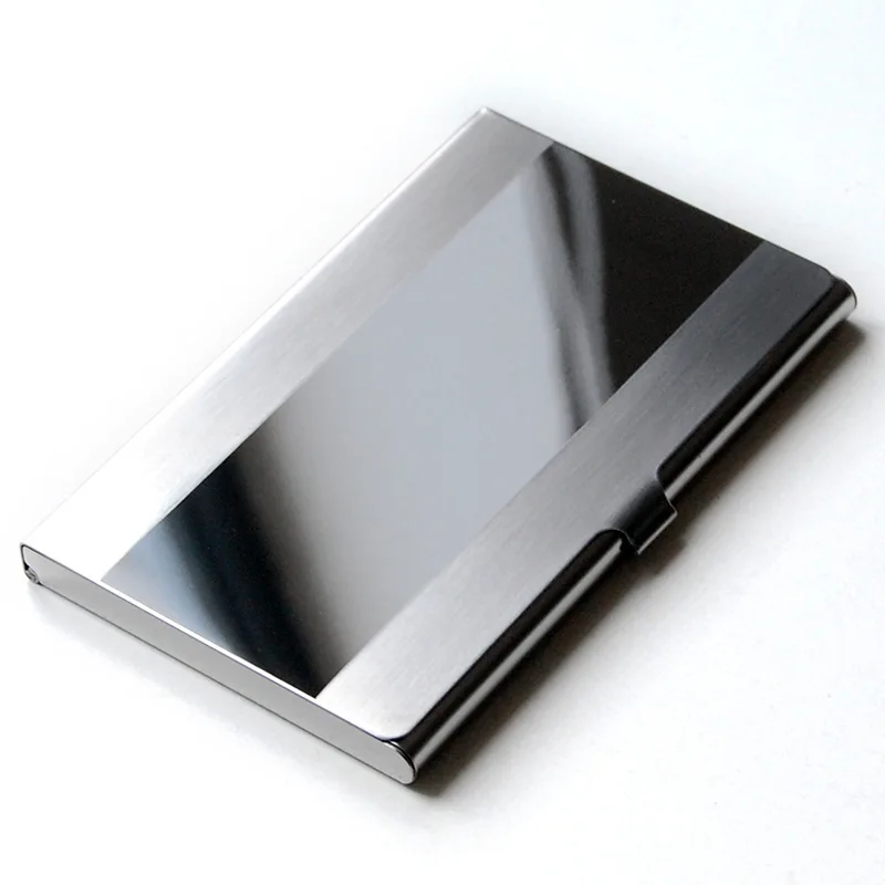 Metal Business Card Holder Stainless Steel Slim Pocket Case with Flip Top Lid for Office Networking Meetings and Business Travel