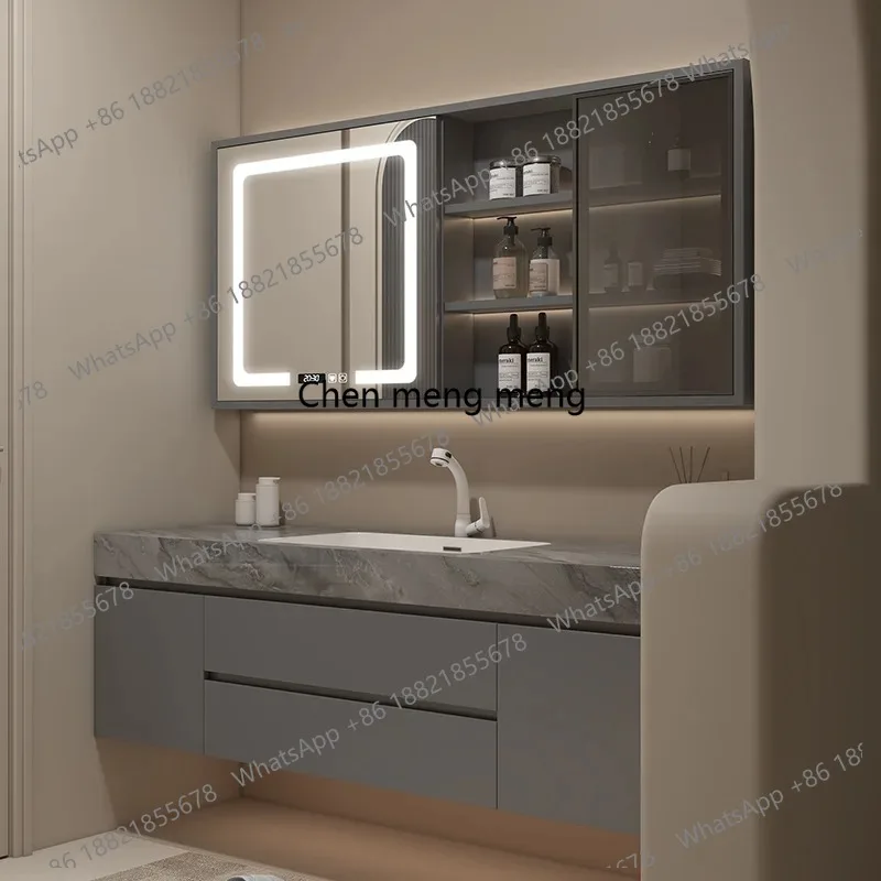 

Face Washing Bathroom Cabinets New Seamless Ceramic Basin Rock Plate Bathroom Cabinets Combination Furniture Taquilla