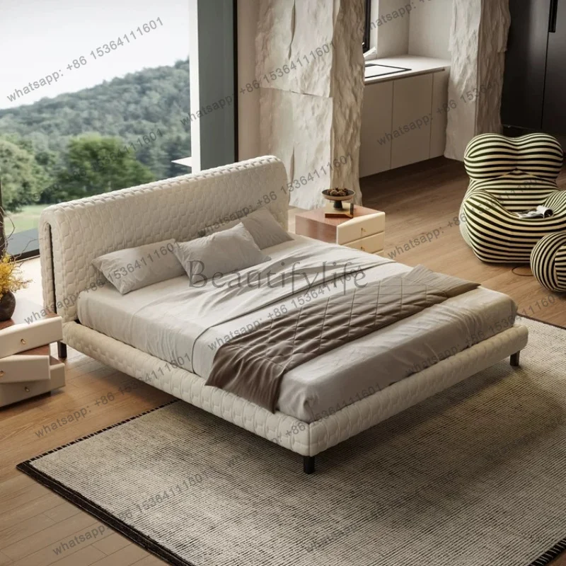 FG Home Italian style minimalist flannel double soft bag wedding bed 150x200cm 180x200cm bedroom beds and bed frames furniture