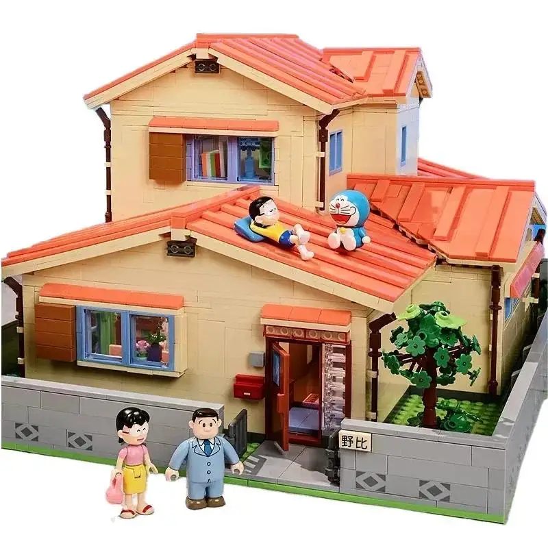 Nuovo Keeppley Doraemon Nobi Nobita Home Building Block Street View modello decorazioni da tavolo giocattoli per bambini regali di compleanno