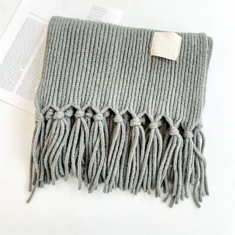 Soft Winter Knit Scarf Tassel Shawl Korean Fashion Warm Wrap Cozy Thick Pashmina Solid Color Neck Scarf For Duohang