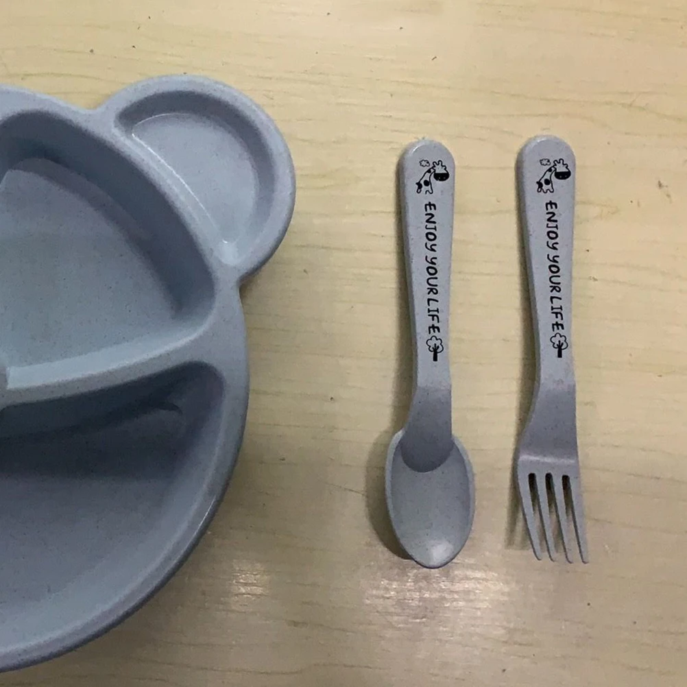 

3pcs Kids Plates Dividers Baby Tableware Set Wheat Straw Dining Tray Safe Grade PP Material Infant Feeding