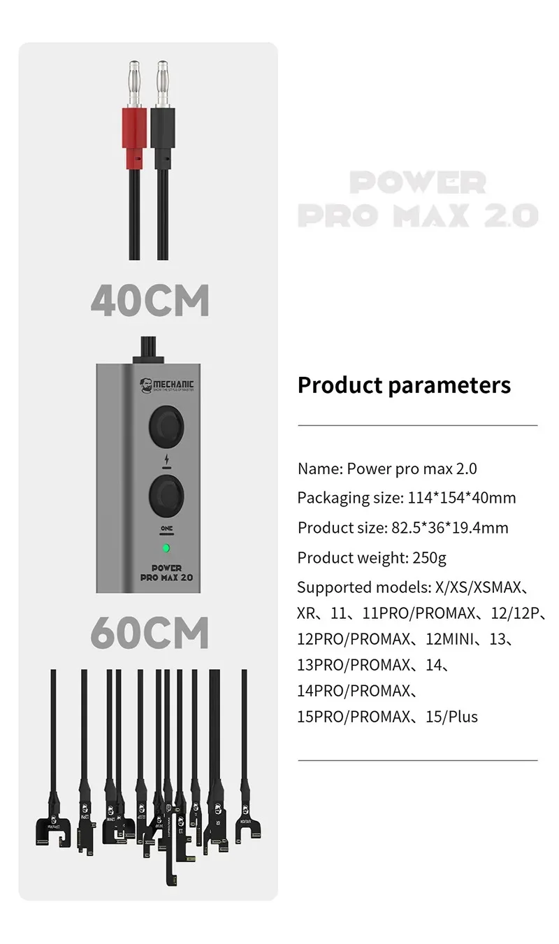 QIANLI IPower Pro Max Kabel zasilający z włącznikiem/wyłącznikiem do iPhone'a 8 8P X XS MAX 11-16 Pro Max Linia naprawcza płyty głównej