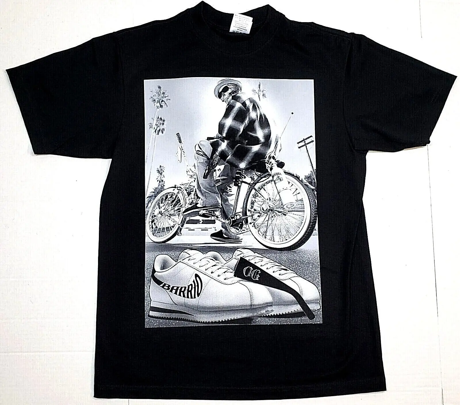 Lowrider Bicycle T-Shirt El Barrio Chicano Bike Urban Streetwear Men'S Tee New