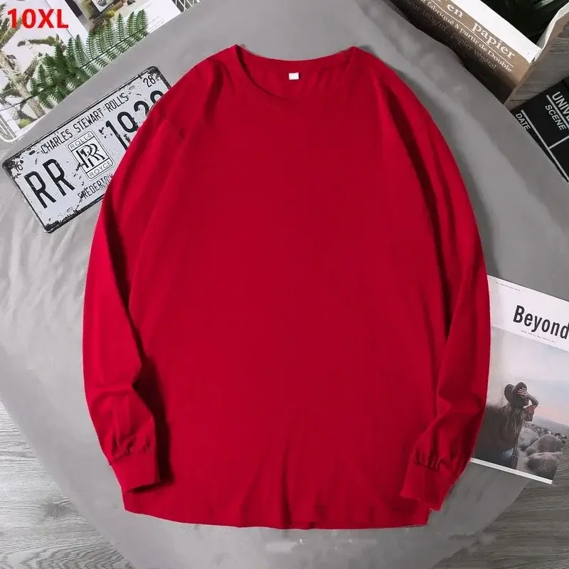 Big Sizes Men Clothes 12XL T Shirt Men Basic 100 Cotton Long Sleeve T-shirt Male Plus Large 10XL Oversized Simples Black Tshirt - Image 3