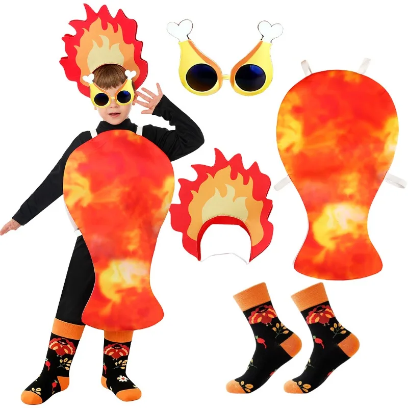 

Thanksgiving Cosplay Roast Chicken Leg Costume School Stage Performance Role Play Outfit Theme Party for Boys Girls