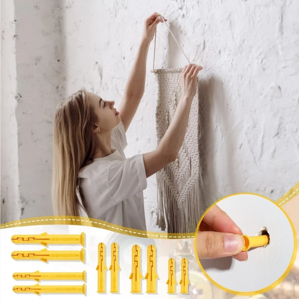 100pcs Drywall Anchor & Screw Assortment Kit - 50 Plastic Wall Anchors & 50 Philips Flat Head Screws - M6 & M8 Galvanized Screws image 6