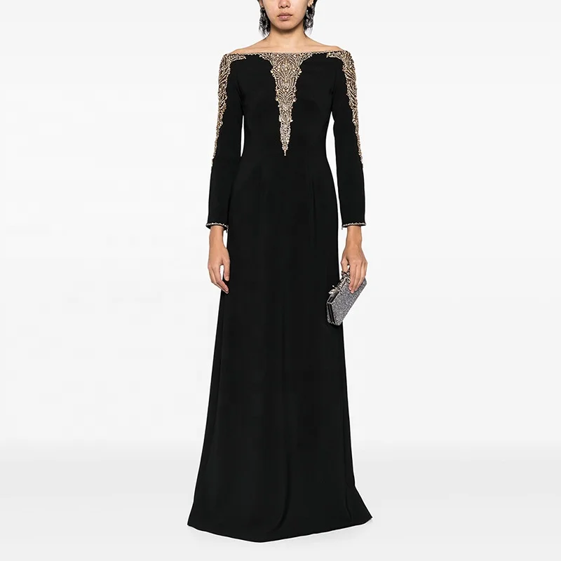 Elegante Luxus-Abendkleider, schulterfrei, lange Ärmel, Netz-Diamant-Kleid, exquisite, hochwertige Abschlussball-Party-Kleider, individuell gestaltet