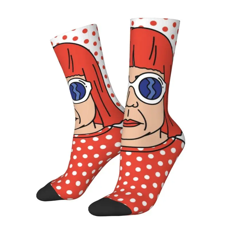 

Cool Yayoi Kusama Polka Reds Men Women Crew Socks Unisex Cool Japanese Artist Spring Summer Autumn Winter Dress Socks