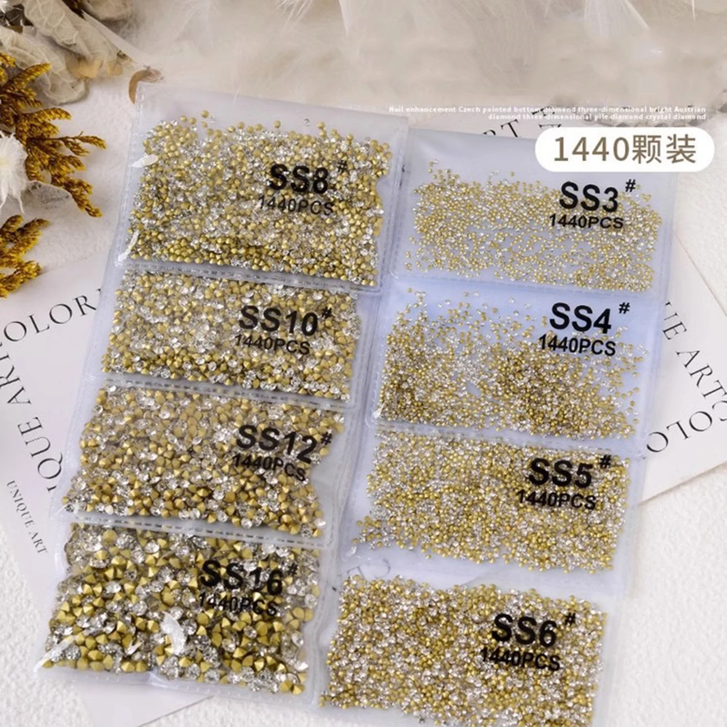 

Лидер продаж SS3-SS20 1440 шт. Кристально-белый 3D без исправления с плоской задней частью, стразы для шитья и ткани, украшения для дизайна ногтей со стразами