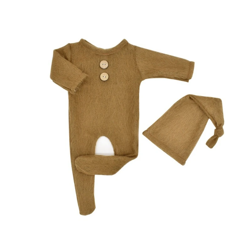 

Infants Photo Knit Clothing Fotografia Outfits Jumpsuit Beanie Set DropShipping