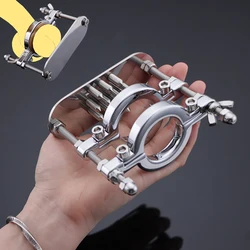 Heavy Male BDSM Cock Ring Stretcher Scrotum Bondage Pendant Stimulation Lock Chastity Device Metal Spike Penis Ring Clamp Gay