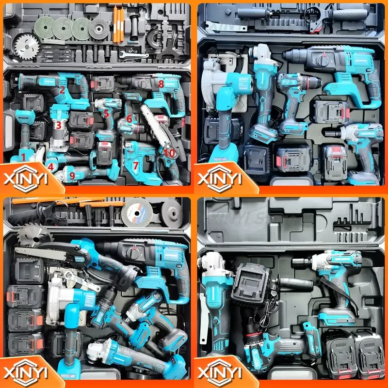 for Mutian Style Cordless Power Tool Kit Li-ion Hammer Drill Angle Grinder Electric Wrench Circular Saw Chainsaw Jigsaw Combo