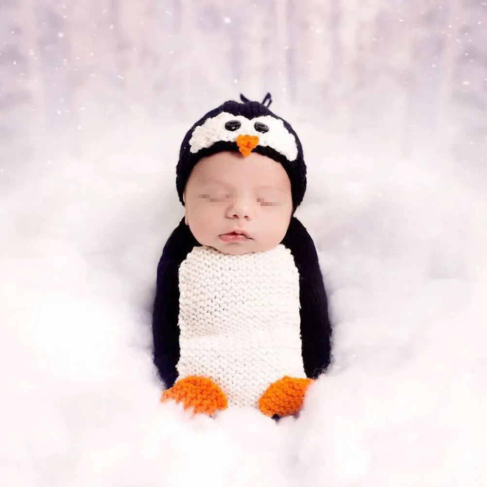 

Newborn Baby Photography Props Penguin Crochet Hand-Knitted Clothing Set for 0-6 Months Baby Photo Outfit Costume