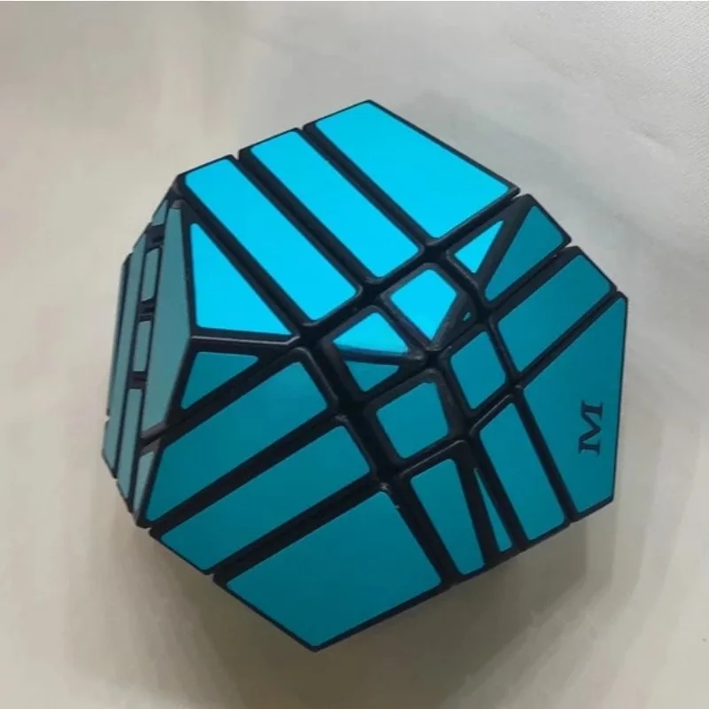 Calvin's Puzzle 4x4 Cube 4x4x4 Dodecahedron Ghost Cube Black Body with Blue Sticker (Manqube Mod) Cast Coated Magic Cube Toys