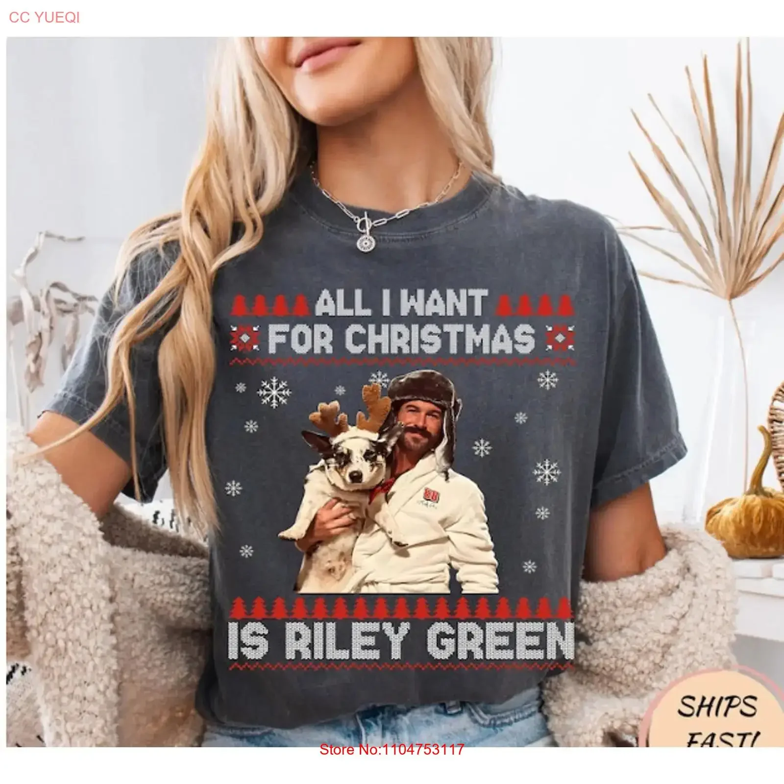 All I Want For Christmas Riley Green T Shirt vintage Washed Slightly streetwear Versatile Casual designer clothes Comfortable