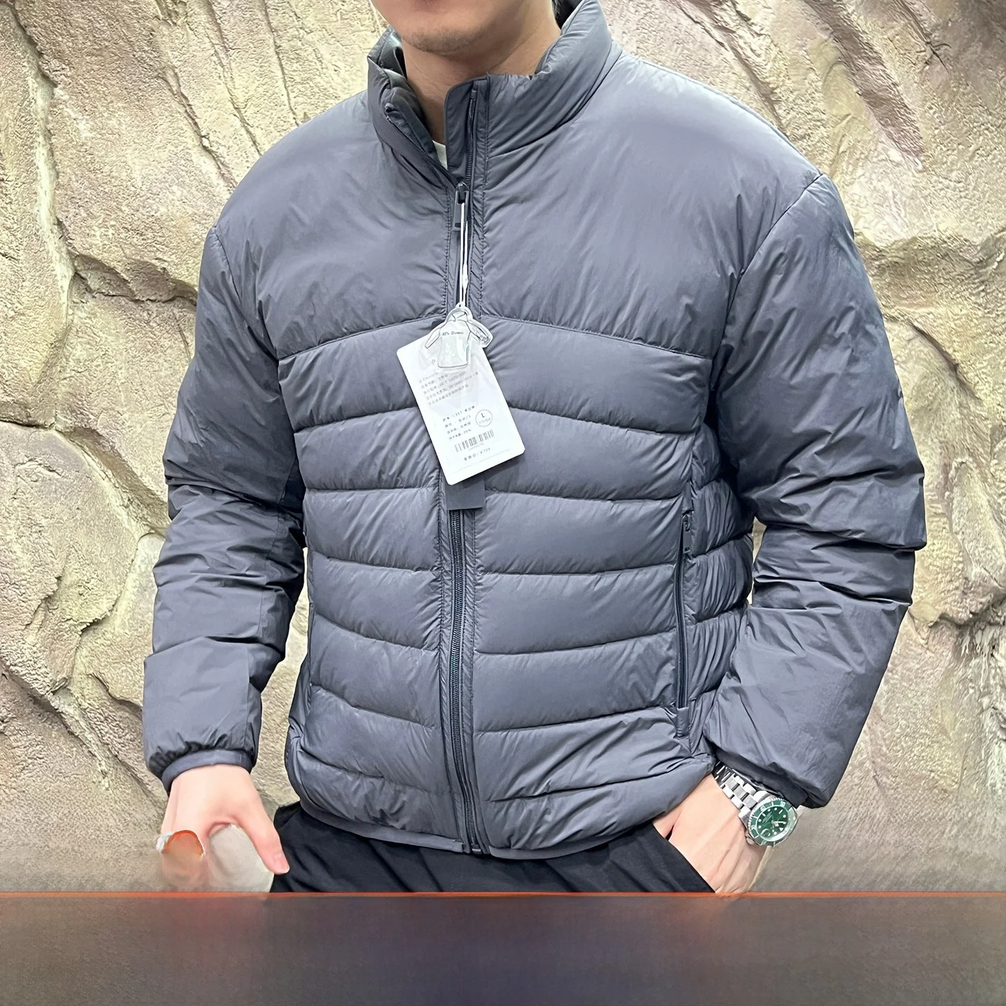 

Thiened Soft Warm Fabric High Lo 90 White Du down Winter Couple Stand Collar down Jaet Trendy Outdoor Sle Zipper Cl...