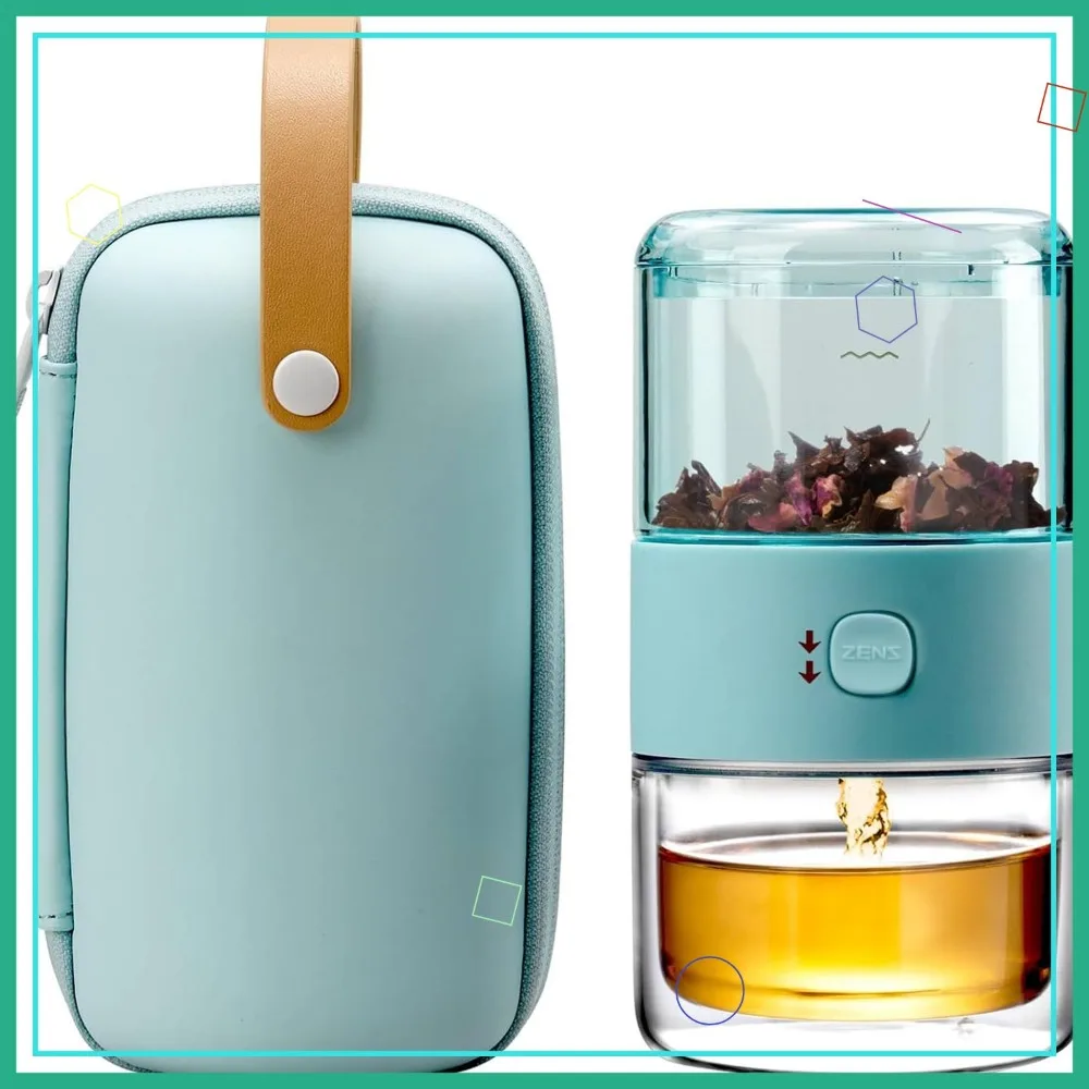 

Современный маленький чайник для заварки чая с заварочным устройством в одно касание, изолированной чашкой и дорожным набором для листового чая