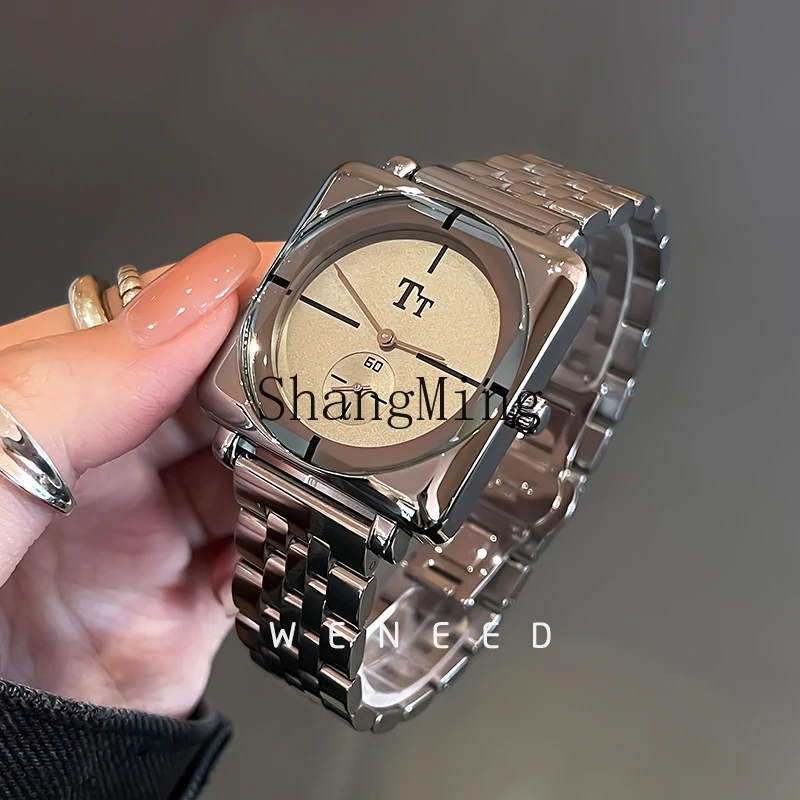 

CL square large dial watch women's new light luxury niche high-end steel belt women's quartz women's watch