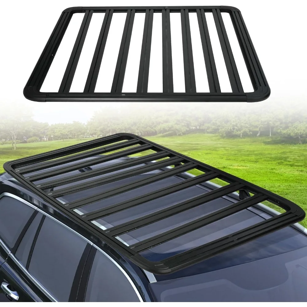 

67''x52'' Roof Rack Cargo Basket Compatible, Universal Rooftop Cargo Carrier System Max 385lbs Load, Fits for SUV Truck Cars, Bl