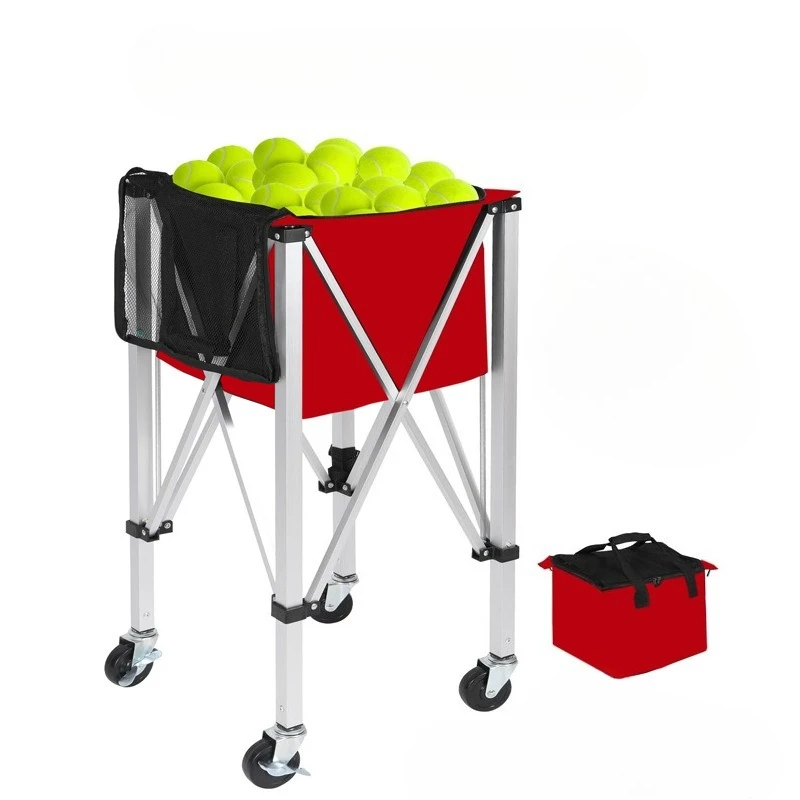 Foldable Tennis Coach Car Large Capacity Tennis Collection Cart Aluminum Alloy Balls Picking Frame Portable Sports Accessories
