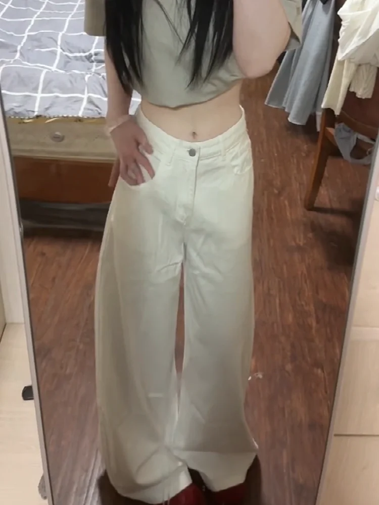 

Casual Loose Women's Jeans Textured Wide Leg Pants Summer New Style Slimming Effect Full-Length Trousers Comfortable Fit