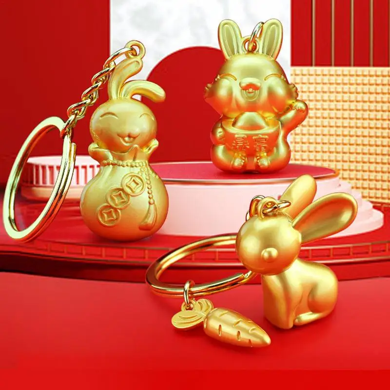 Vàng Cung Hoàng Đạo Thỏ Kim Loại Tượng Móc Khóa Treo Trung Quốc Năm Mới Trang Trí Bunny Cho Cả Năm 2023 Lễ Hội Mùa Xuân Tặng