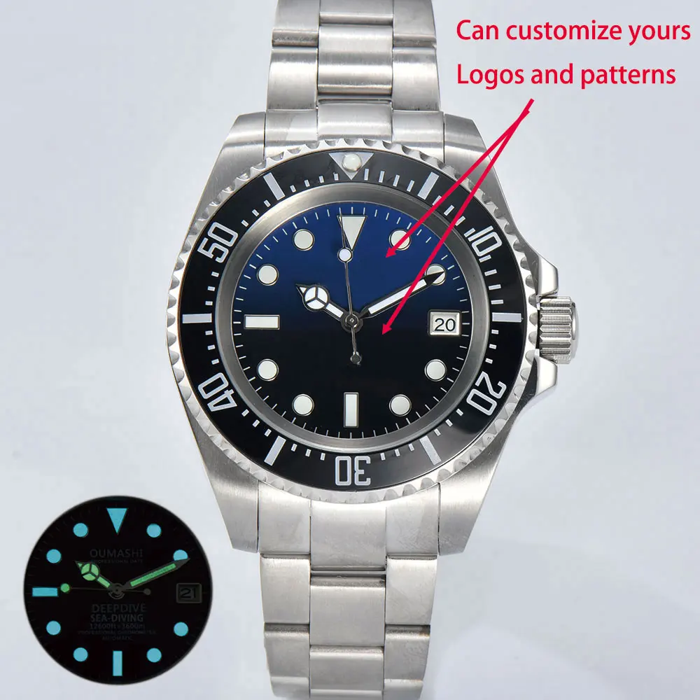 Luxury Custom Watch NH35 Movement Automatic Mechanical Watch Sapphire Glass Business Deep-Sea Watch Stainless Steel Strap