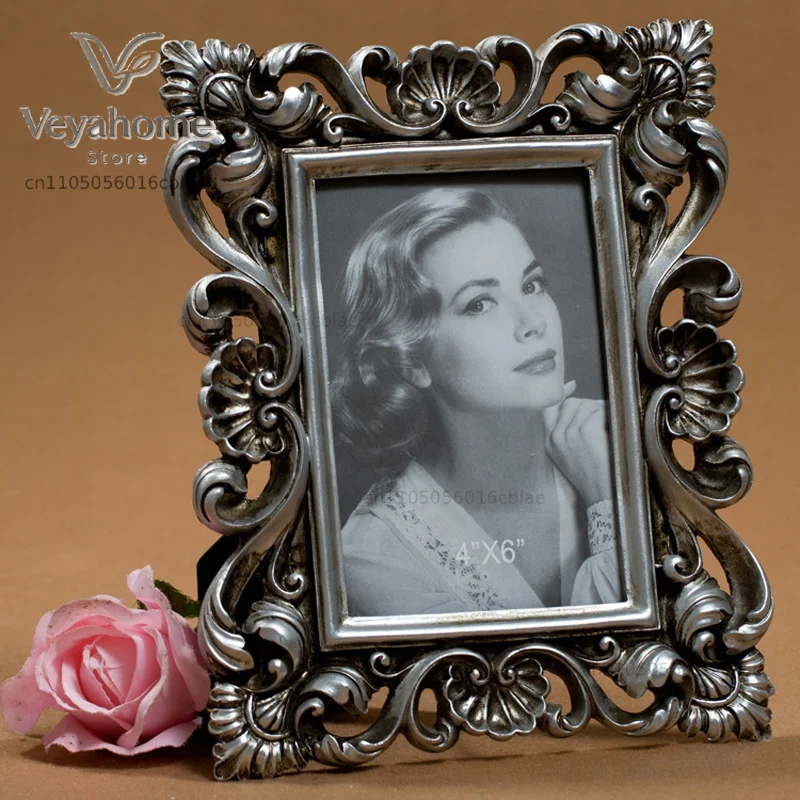 Retro Vintage  Rose  Luxury Resin 6 7inch Photo Frame Desktop Picture Frame  Holder Home Decor
