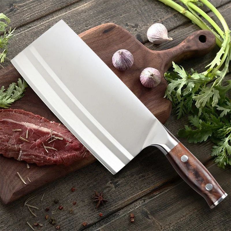 8-inch Stianless Steel Kitchen Cleaver Germany Kitchen Knife for Slicing and Chopping Meat Vegetable Cutting Tools Wood Handle