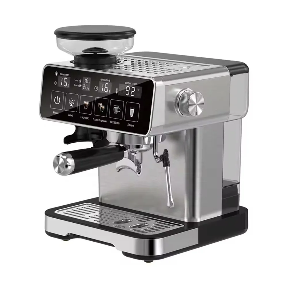 Professional 20 Bar Semi Auto Coffee Machine Grinding Integrated 1150W Electric Stainless Steel Espresso Machine