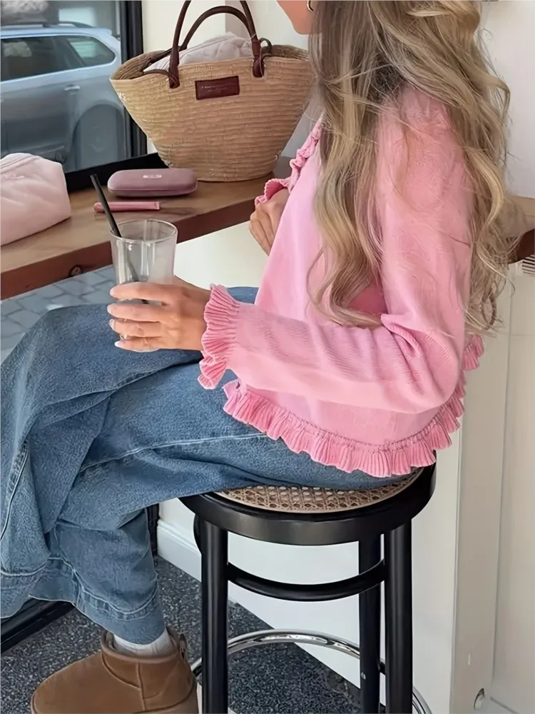 MsChuh Autumn Women's Clothing Cardigans Sweater Solid Color All-match Loose Simple Style Comfortable Pulls Femmes Casual Trendy