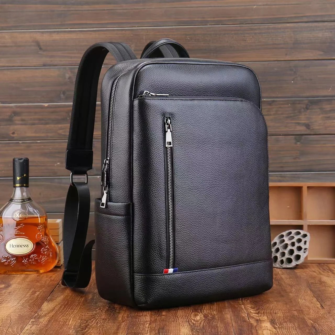 wmnuo Backpack Men Genuine Cowhide Leather Black Business Bag Man Shoulder Bag Mochila Designer Big Travel Bag Laptop Rucksack