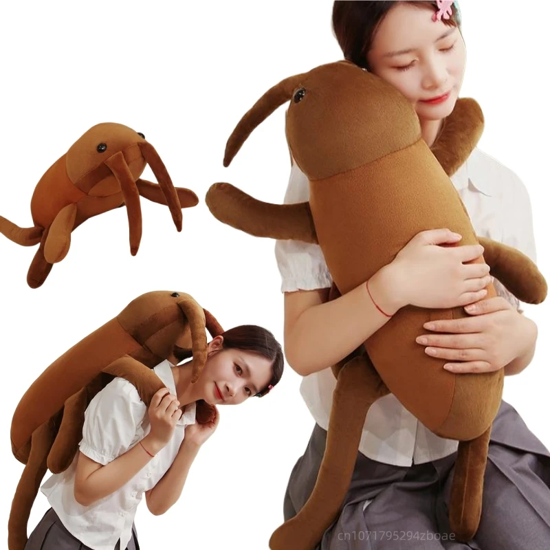 40/60/80cm Lifelike New Disgusting Ugly Big Cockroach Plush Doll Brown Insect Plush Toy With Long Legs Tentacles For  Pet Gift