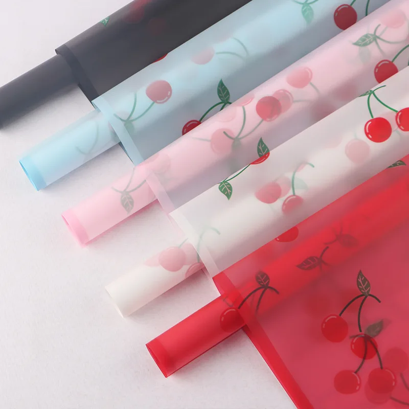 

40pcs Cherry Pattern Flower Wrapping Paper Korean Style Strawberry Gifts Package Rose Packing Florist Bouquet Wrapping Material