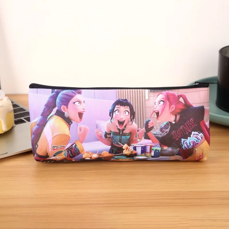 جديد KPop DemonHunterSaja Lovelystudent حقيبة أدوات مكتبية ذات سعة كبيرة PU طبقة واحدة حقيبة التخزين طالب مدرسة سستة القرطاسية #5