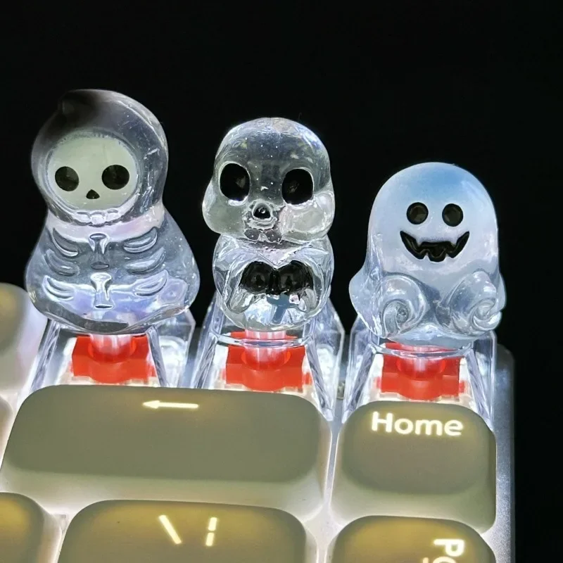 

1Pcs Cute Halloween Skeleton Ghost Key caps Cross Axis Mechanical Keyboard Accessories