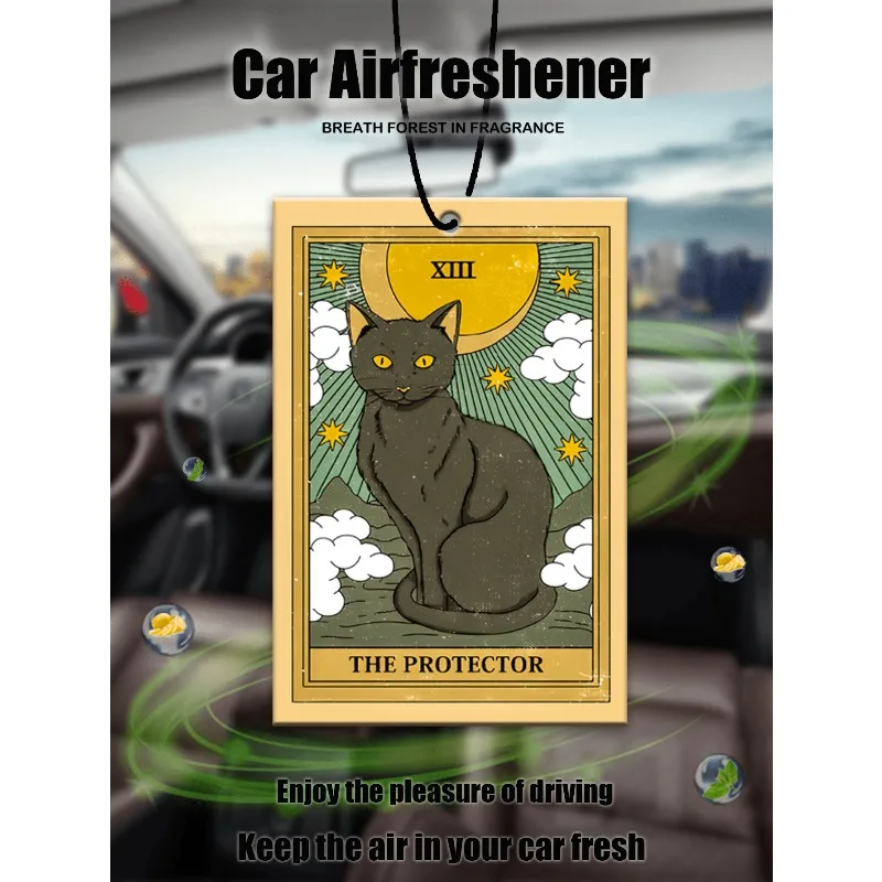 Désodorisant de voiture Tarot « Protecteur / Amoureux / Interprète » — Bande parfumée à suspendre au miroir, Décoration de voiture, Cadeau pour amis