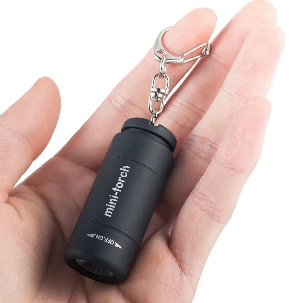 Mini flashlight LED rechargeable flashlight portable key chain rotary switch waterproof outdoor camping emergency flashlight