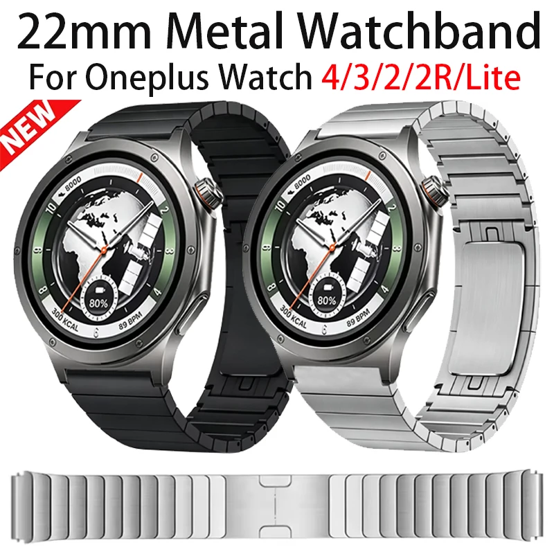 22mm Metal Watchband for Oneplus Watch 4/3/2/2R/Lite Original Lightweight Bracelet for OPPO Watch X3 X2 X S Huawei GT 6 5 4 46mm