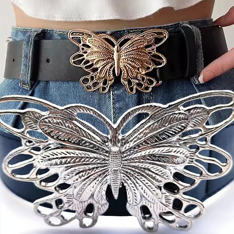 

Sweet Cool Hollowed Out Butterfly Hip Hop Vintage Decorative Belt Simple Y2K Millennium Punk Style Metal Buckle Adjustable Belts